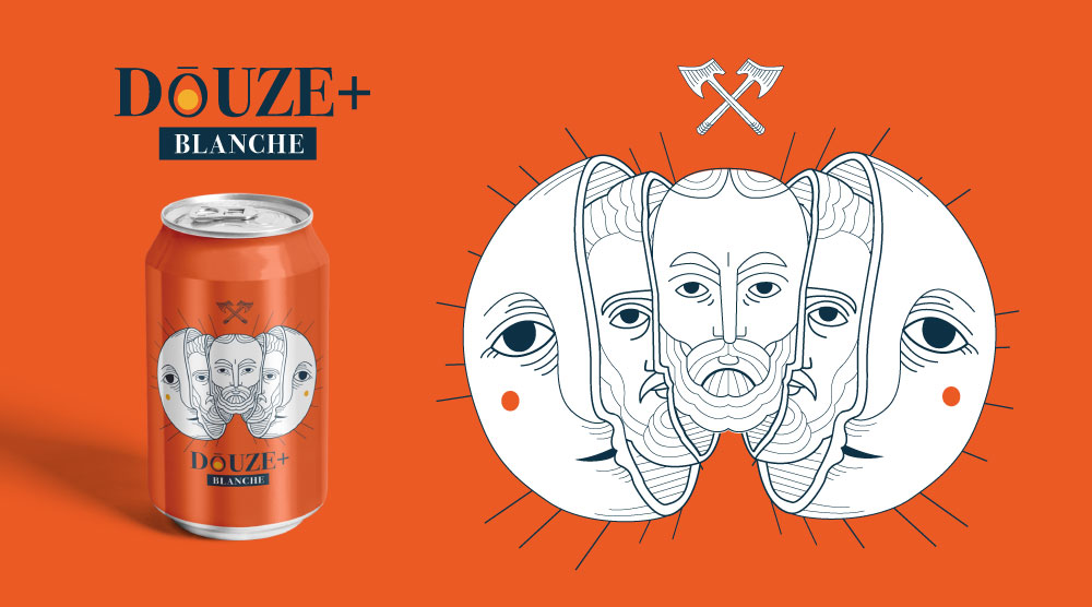 Douze+ illustration and beer can package